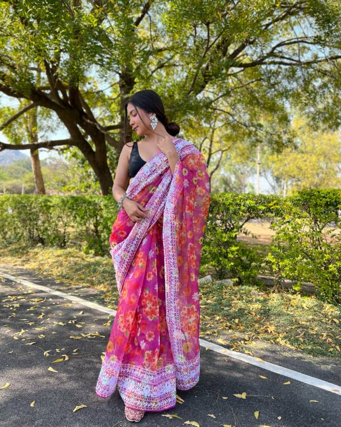 New Cherry 01 Party Wear Fancy Organza Saree Collection